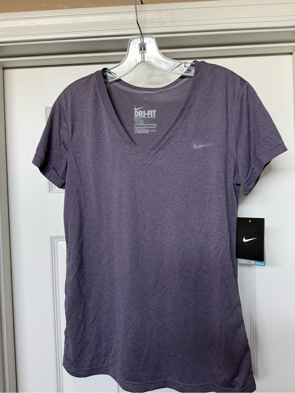 Nike Dri-FIT Women's V-Neck Short Sleeve Tee — Purple Heather